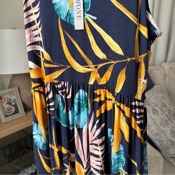 HiMONE Women’s Blue Tropical Tank Dress Size S NWT - Picture 4 of 8